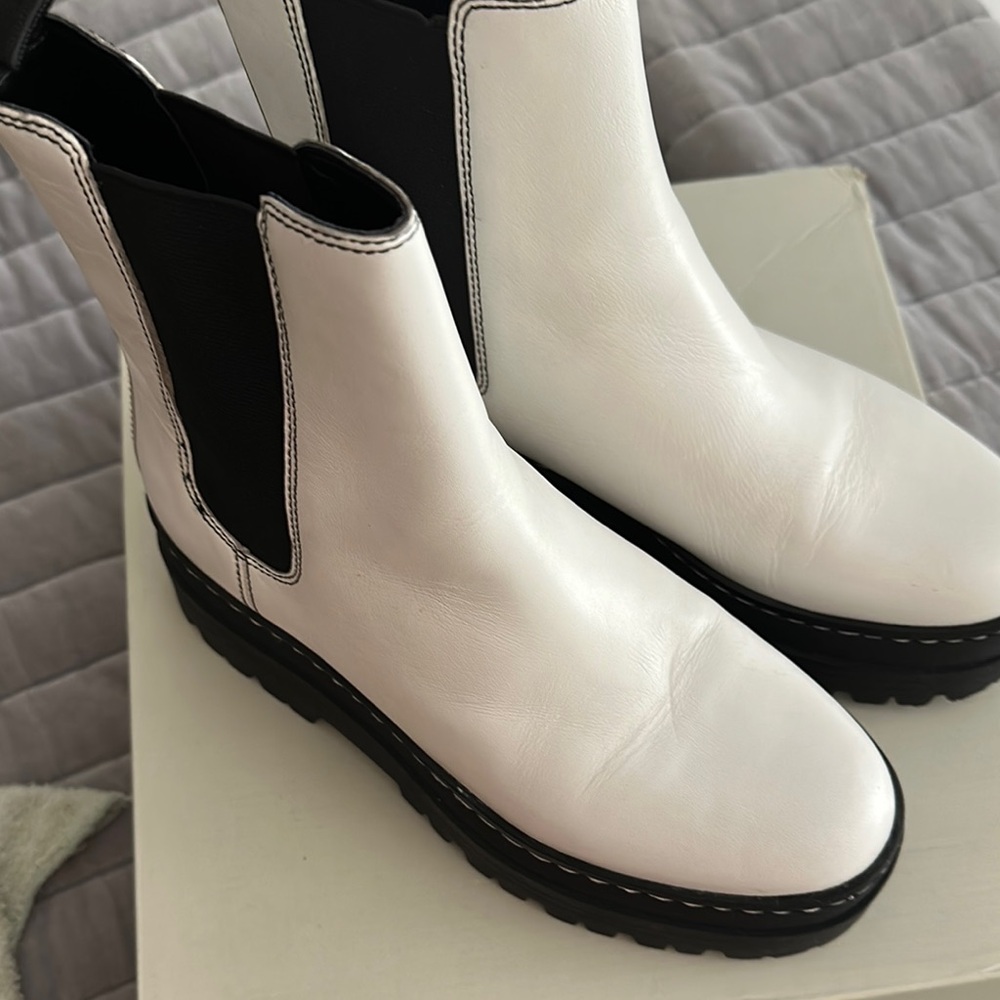 Marc Fisher White and Black Ankle Boots
